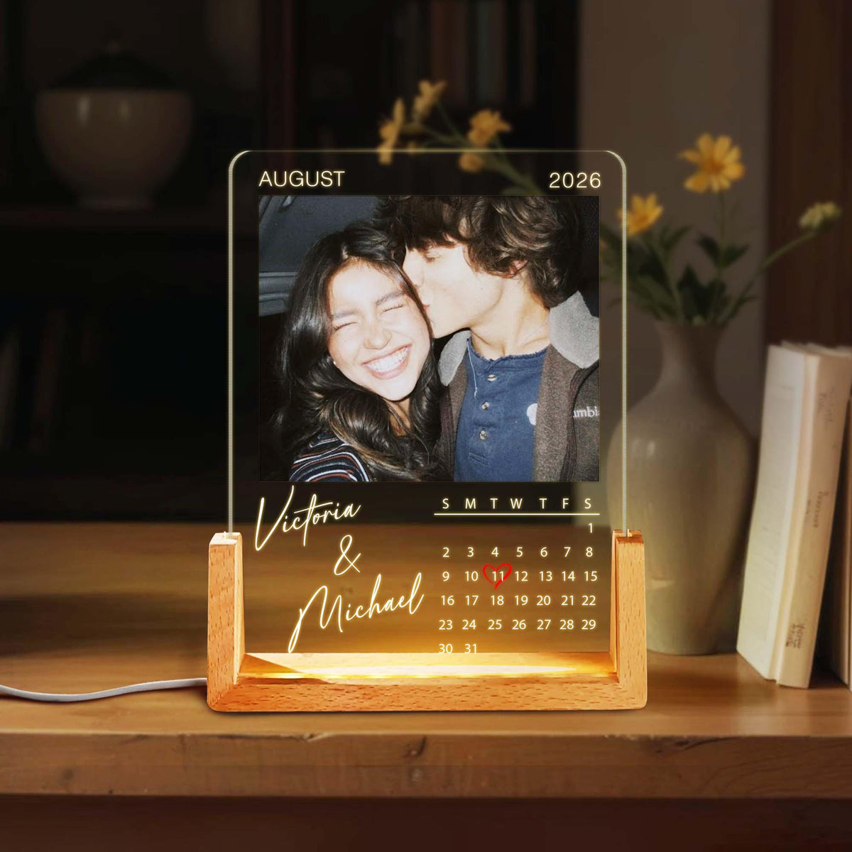 Personalized Couples Gift, Custom Photo Family Light Lamp, Engagement Gift for Her/Him