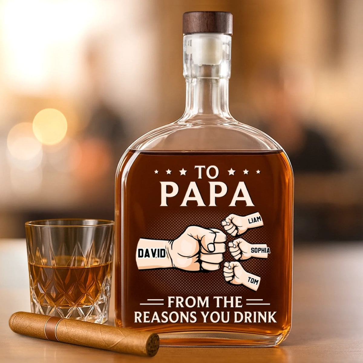 From The Reason You Drink - Personalized Whiskey Bottle - Father's Day, Gift For Dad, Grandpa