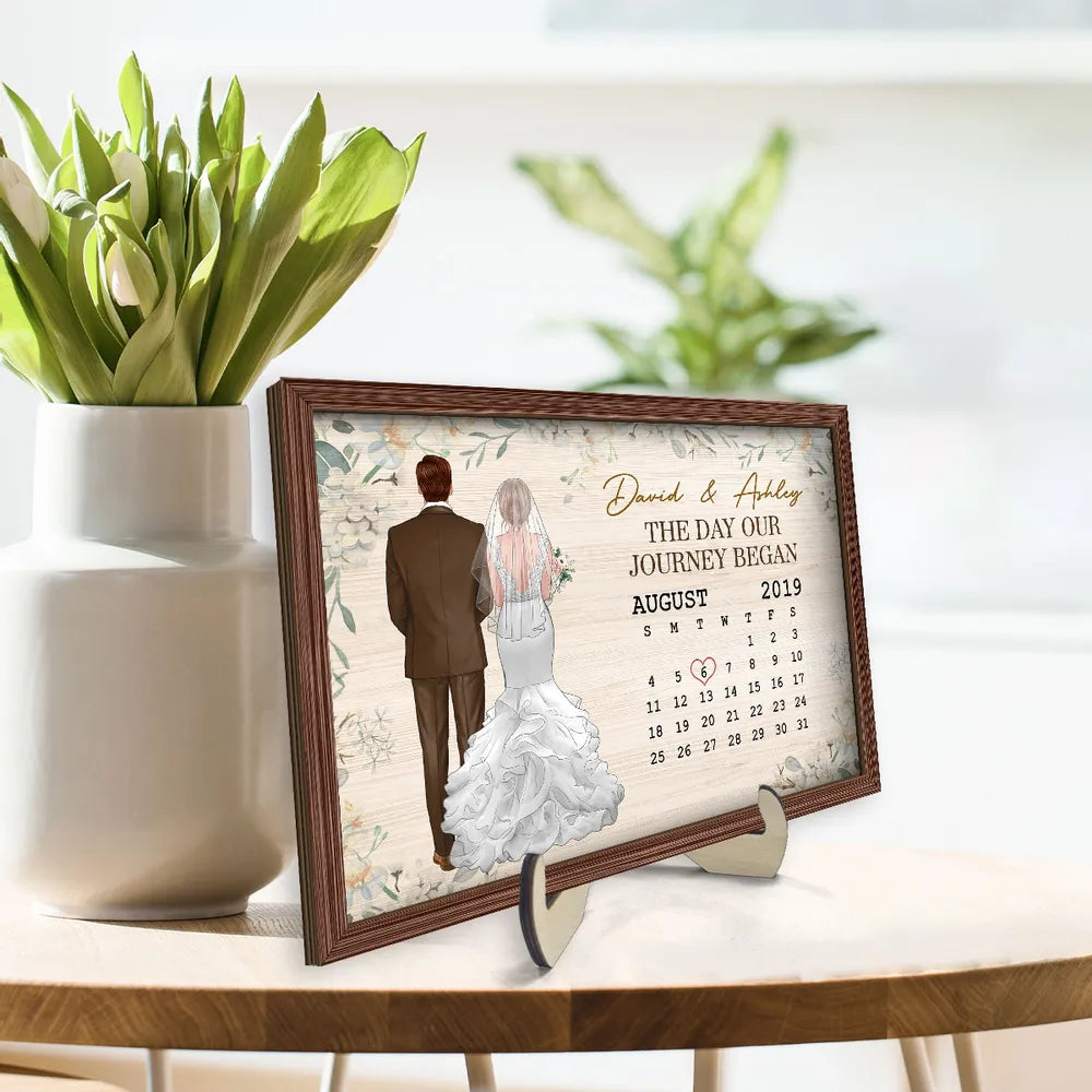 Wedding Couple Anniversary Date - Personalized Wooden Plaque - Wedding Gift, Anniversay Gift, Valentine's Day Gift