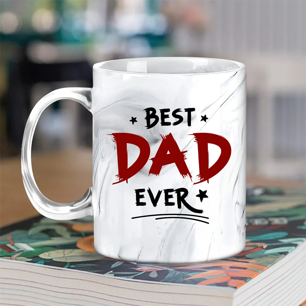 Best Dad Ever Kid Fist Bump - Personalized Marble Mug - Gift For Dad, Papa, Father's Day Gift