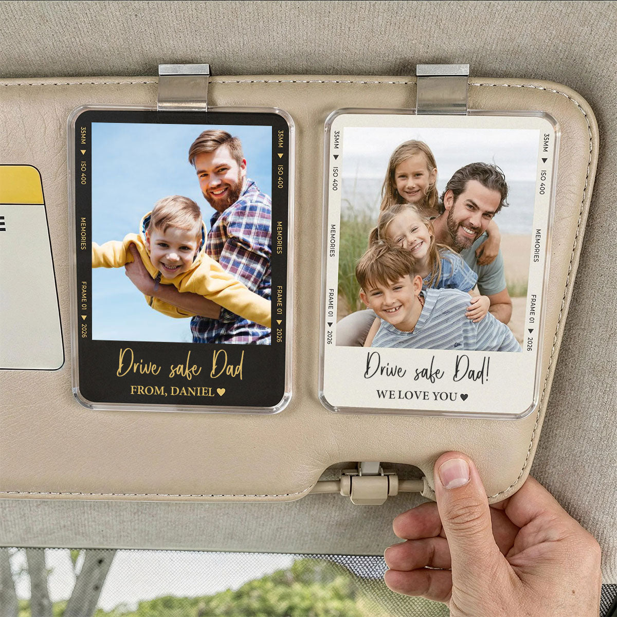 Drive Safe Daddy - Personalized Acrylic Custom Car Visor Clip Keepsake for Dad