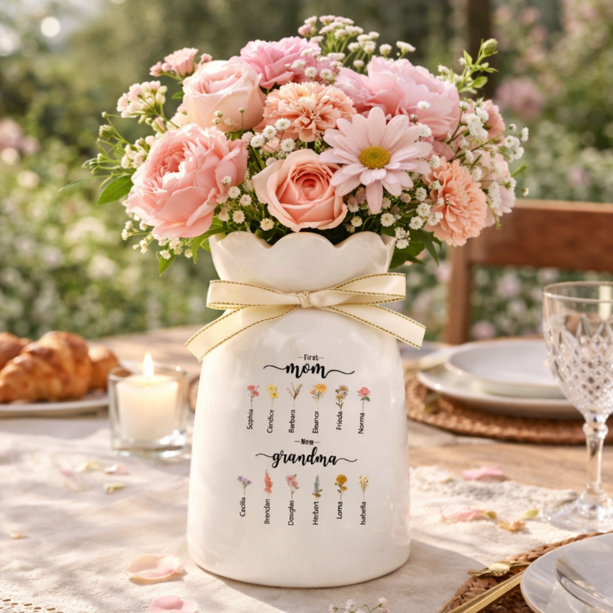 Personalized Birth Month Flower Vase, Grandma's Garden Flower Vase, Mother Vase, Nanny Vase, First Mom Now Grandma Garden Gift, Mothers Day Gift