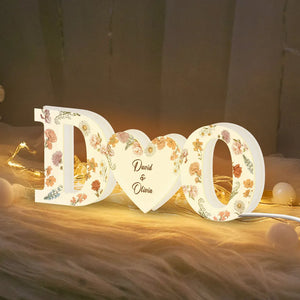 Couple Initials Floral Theme - Personalized Acrylic Light Box - Anniversary Gift For Couple