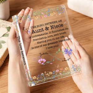 The Bond Between An Aunt & Niece, Personalized Acrylic Book Vase, Gift For Aunt, Mother's Day