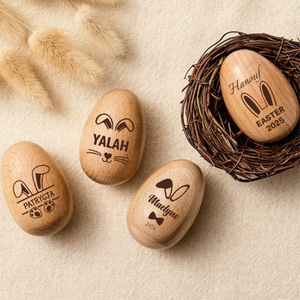 Personalized Easter Wooden Egg Shakers for Toddlers, Engraved Musical Wooden Egg, Easter Gift for Boy Girl, Kids Hand Instrument, Baby Rattle