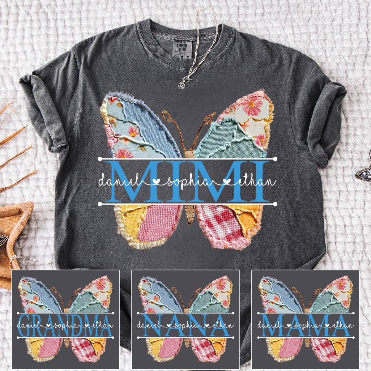 Custom Grandma Floral Butterfly - Personalized Apparel - Gift For Mom, Grandma, Mother's Day Gift