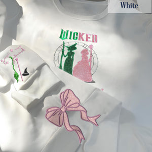Wicked Glitter Embroidered Side Bow Cut-Out Sweatshirt, Embroidered Sweatshirt, Movie Fan Xmas Gift