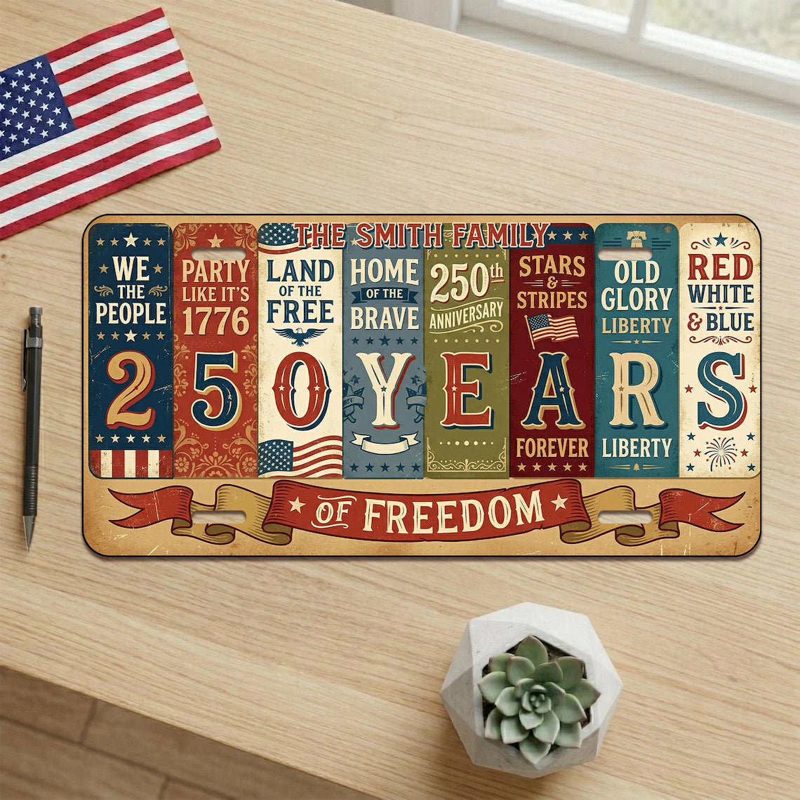 Custom USA 250th Anniversary Cut Metal Sign, Patriotic 1776-2026 Personalized Patriot Gift, 4th Of July Wall Art Decor