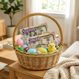 Personalized Easter Money Holder, Custom Wooden Cash Gift Frame for Kids, Bunny Egg Easter Gift Decor, Easter Bunny Wooden Card, Easter Gift
