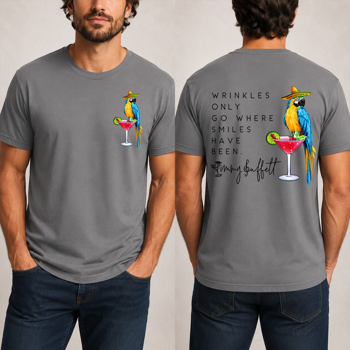 Wrinkles Only Go Where Smiles Have Been – Jimmy Buffett Tribute T-shirt