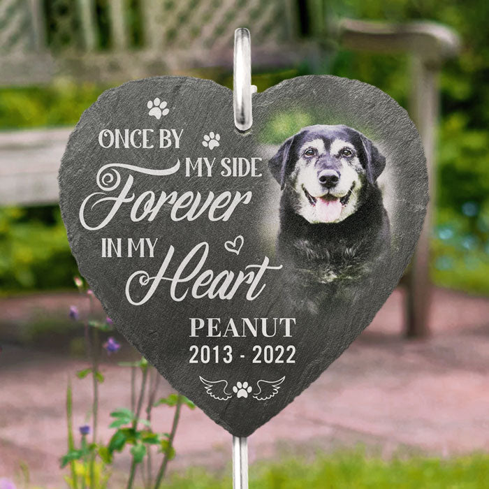 Once By My Side, Forever In My Heart Memorial Dog Photo - Personalized Slate Plaque - Memorial Gift For Pet Owner