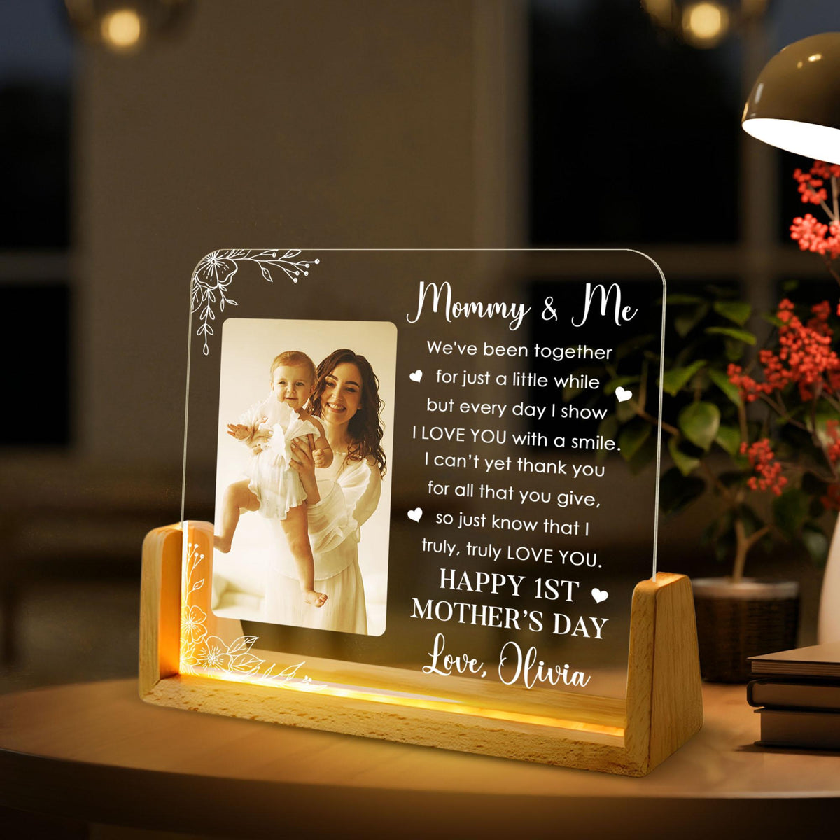 Mommy & Me Custom Photo - Personalized Desk Name Plate - First Mothers Day Gift, Expecting Mom Gift, New Mom Gift