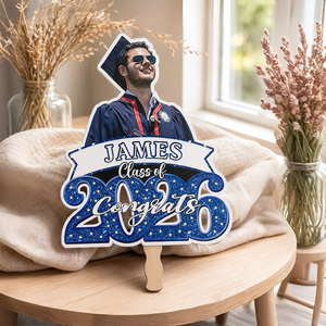 Personalized Face Fans With Wooden Handle