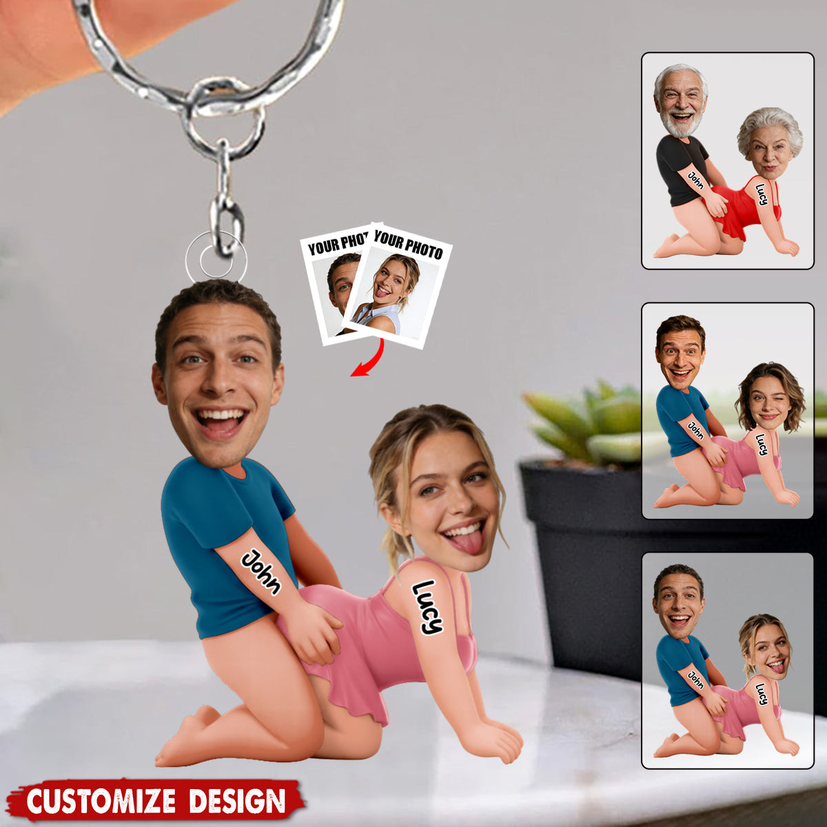 Naughty Couple Custom Photo - Personalized Acrylic Keychain - Valentine's Day Gifts For Couple