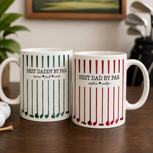 Personalized Best Dad Py Par Coffee Mug, Father's Day Gift For Dad Grandpa, Custom Kids Names Coffee Cup, Golfer Dad Gift from Daughter Son