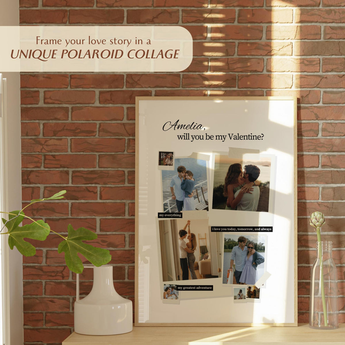 Will You Be My Valentine Custom Polaroid Photo Collage - Personalized Canvas - Anniversary Gift For Him Her, Valentine's Day Gift