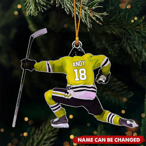 Personalized Hockey Player Christmas Ornament, Gift For Hockey Players Keepsake Ornament