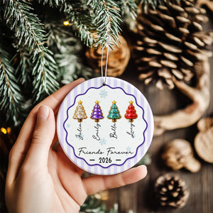 Christmas Tree Ornament Friends Forever Striped Patterns - Real 3D Raised Ornament