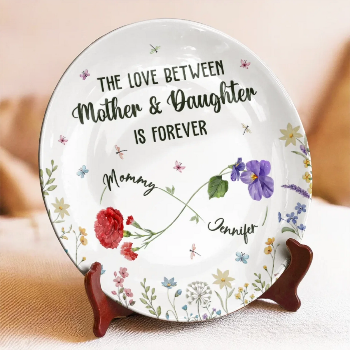 The Love Between Mother & Daughter Is Forever - Personalized Ceramic Plate - Mother's Day, Gift For Mom