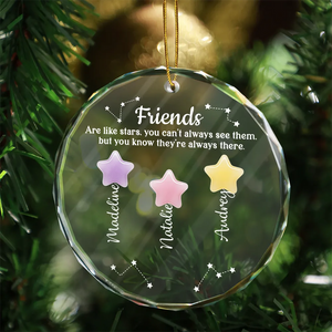 Friends Sisters Siblings Are Like Stars Sea Glass - Personalized Glass Ornament - Christmas Gift For Family