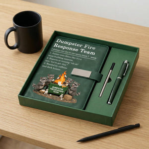 Dumpster On Fire Response Team Funny Gift For Coworker Personalized Notebook Set, Work Bestie Office Humor Journal, Boss Manager Gag Gift