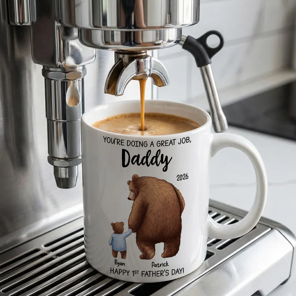 Happy 1st Father's Day Daddy Bear & Cub - Personalized Mug - Father's Day Gift For New Dad