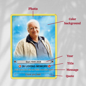 Custom Memorial Card, Dad Memorial Photo Keepsake, Fathers Day Gift For Him, Memorial Gift Card, Loss Of Dad Grandpa Gift