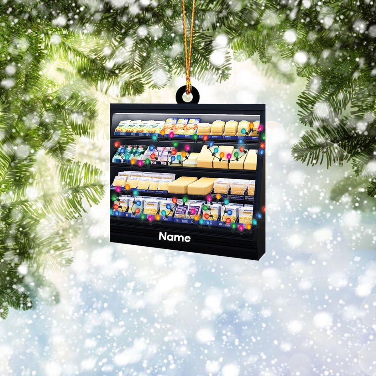 Personalized Cheese Fridge Christmas Ornament, Cheese Christmas Ornament, Chef Ornament, Cheese Lovers Gift, Cooking Ornament