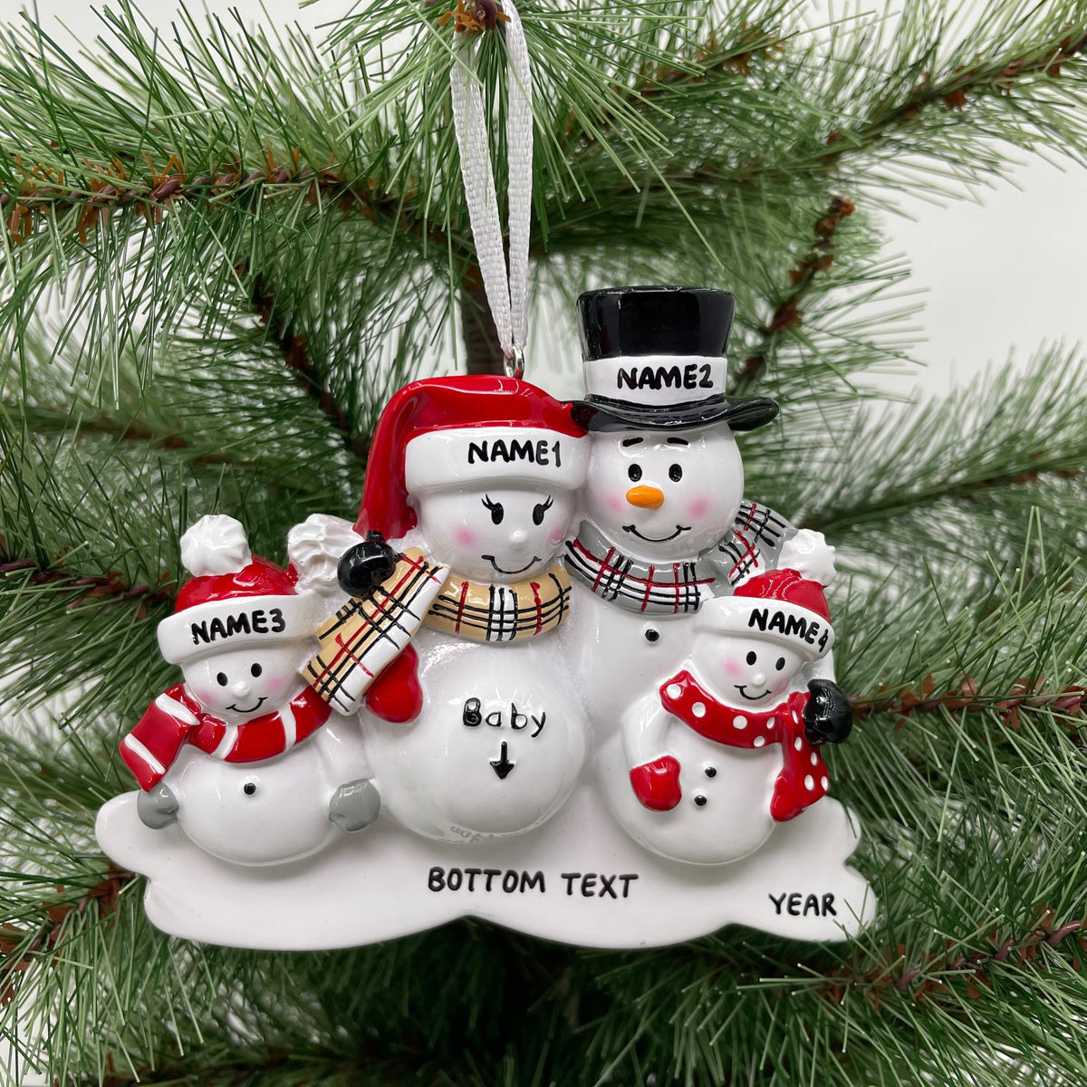 We are Expecting Family Ornament, Personalized Pregnant Snowman Family, ,Christmas Ornament, Baby Announcement Ornament