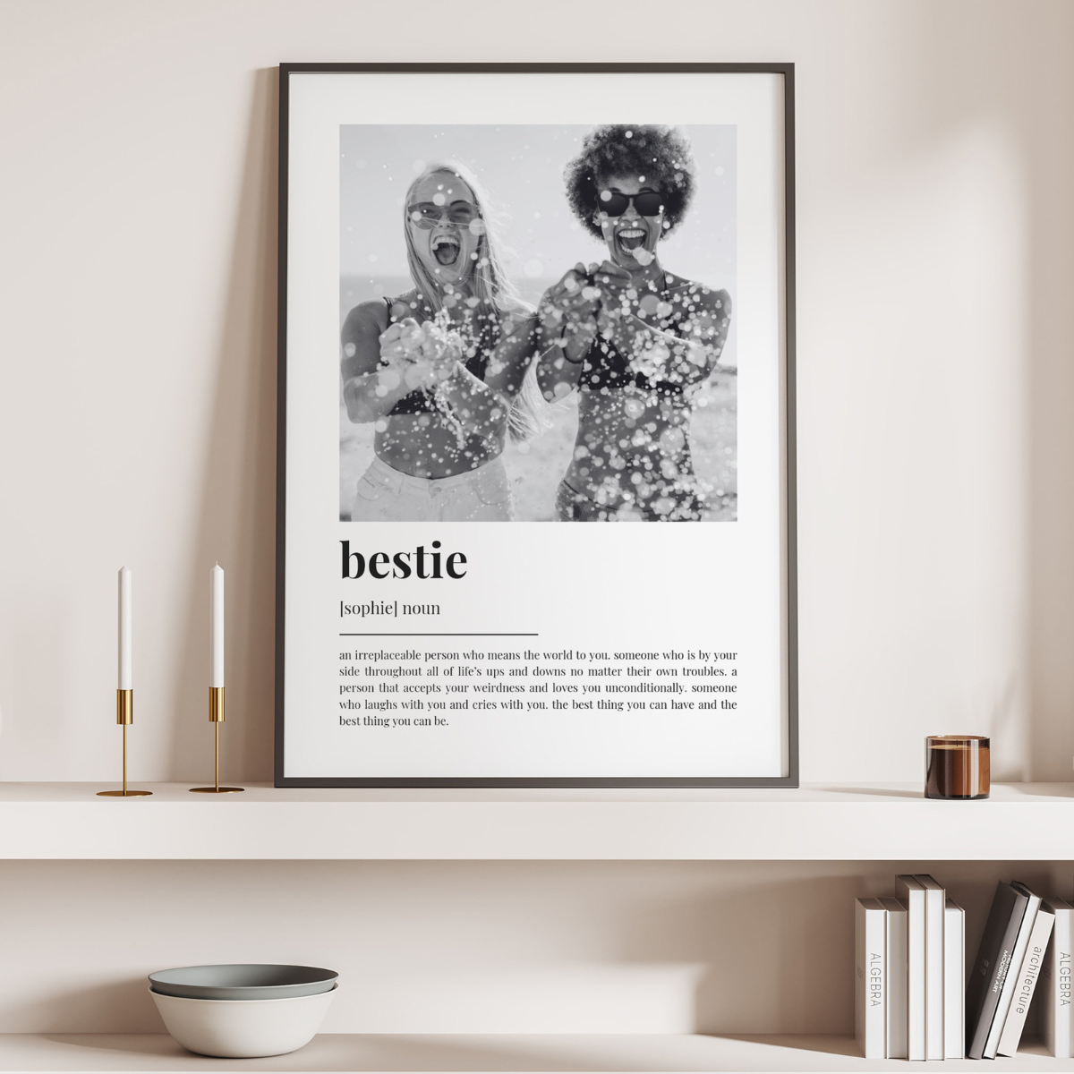 PERSONALISED BESTIE DEFINITION Canvas, Wall Art Decoration, Birthday Gift, Custom Photo Gift