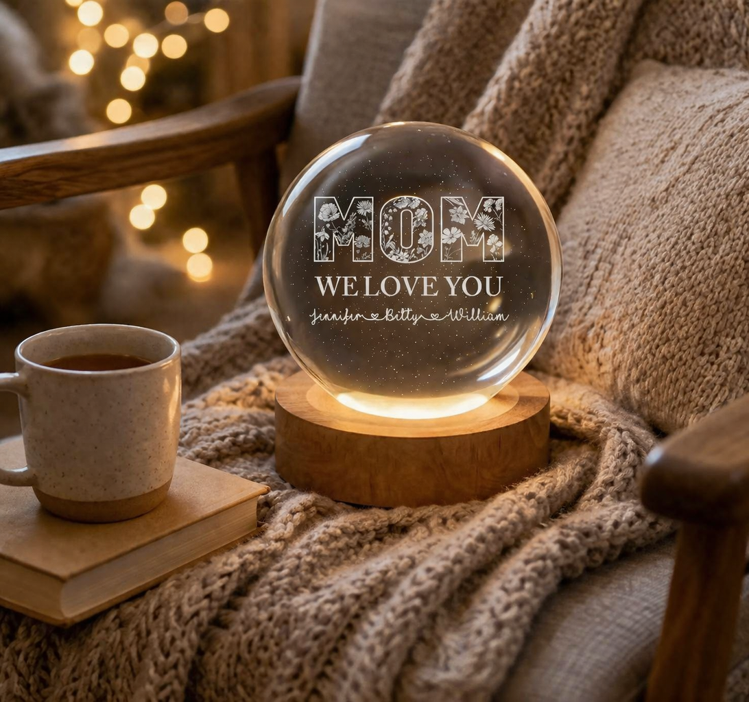 Mommy Nana We Love You - Personalized Crystal Night Light - Gift For Mom Grandma, Mother's Day Gift