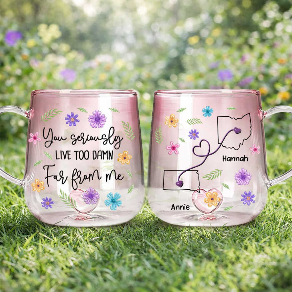 Wish You Lived Much Closer - Personalized Gradient Glass Mug - Long Distance Gift For Bestie, Sister, Family