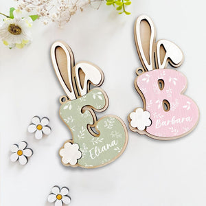 Personalized Easter Bunny Name Tag, Custom 3D Wooden Letter Tag, Spring Basket Name Charm for Kids, Cute Bunny, Gift For Kid, Easter Card