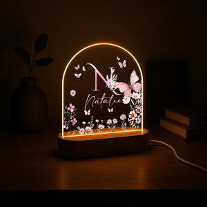 Custom Name Night Light, Personalized Floral LED Lamp for Girls, Nursery Bedroom Decor, Unique Gift For Kid, Baby