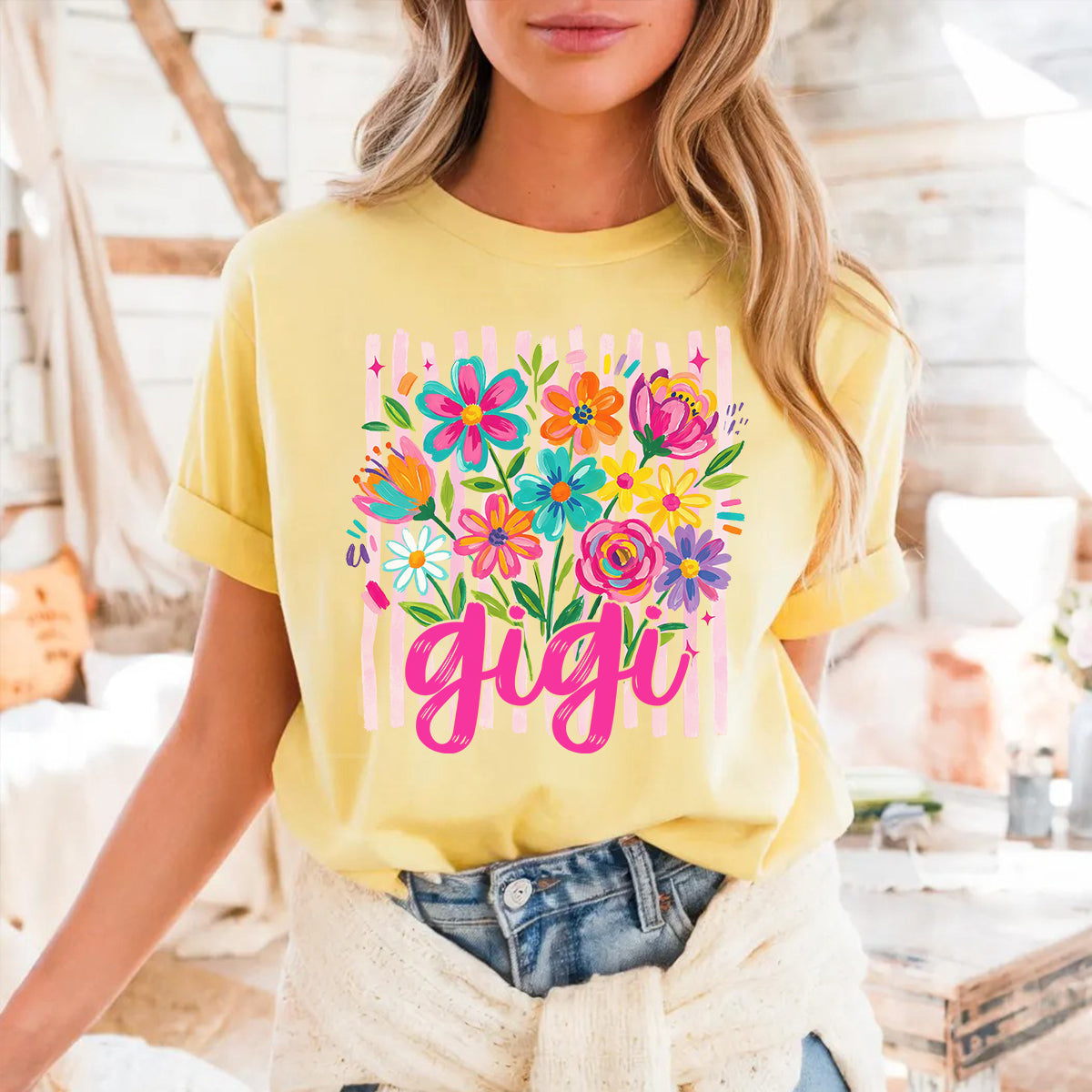 Mom Grandma Floral Tee - Personalized T-Shirt