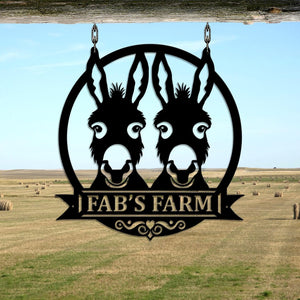 Custom Donkey Metal Sign, Personalized Donkeys Farm Sign, Donkey Metal Wall Art, Donkey Family Name Sign, Farmer Gifts Farmhouse Decor