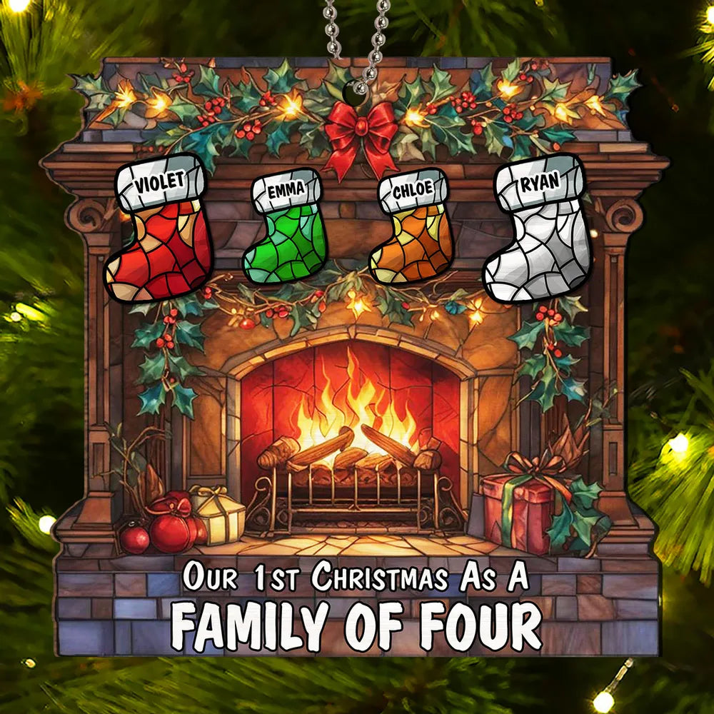 Our First Christmas As A Family - Personalized Suncatcher Ornament - Gift For Family, Christmas Decor