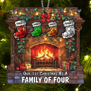 Our First Christmas As A Family - Personalized Suncatcher Ornament - Gift For Family, Christmas Decor