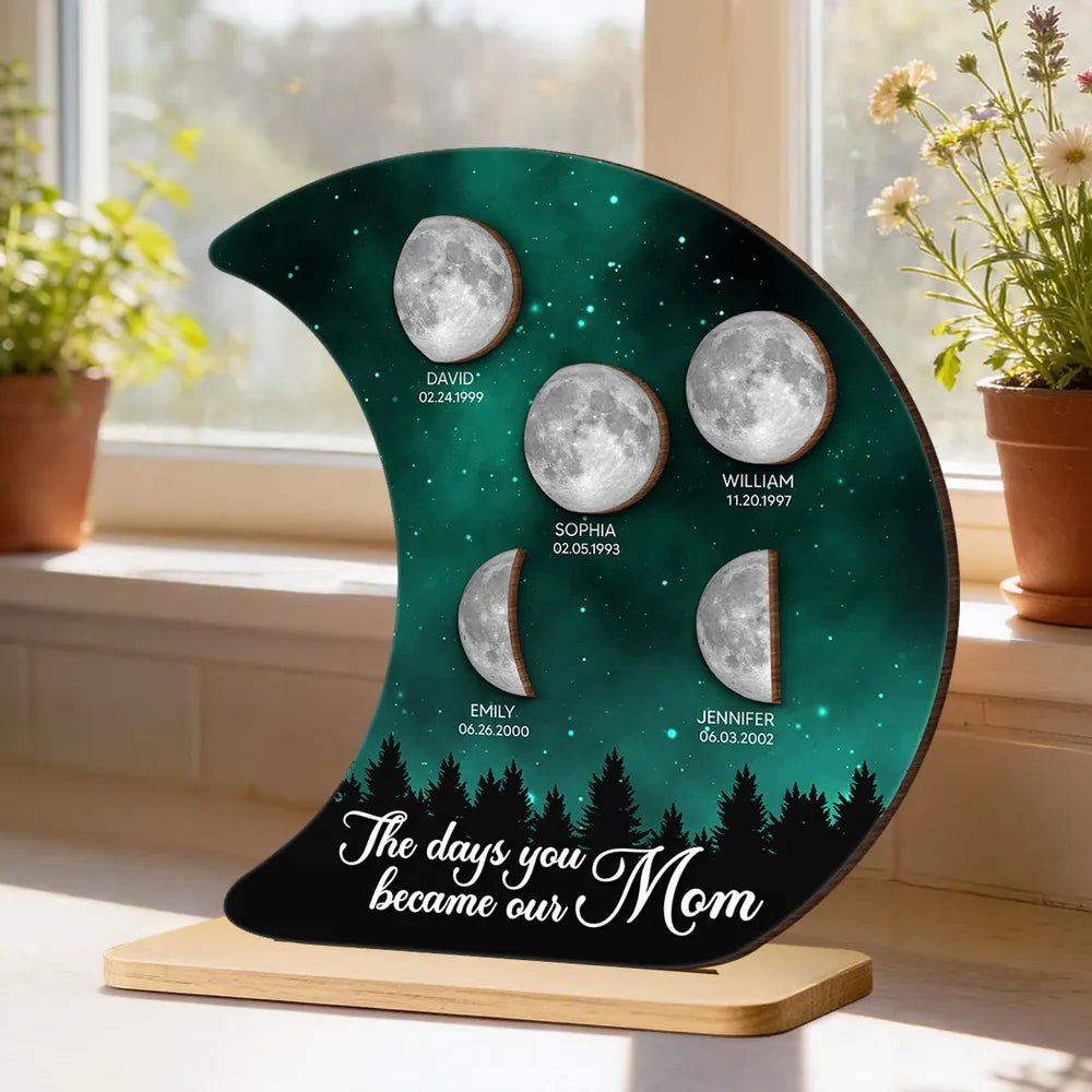 The Days You Became Our Mom Galaxy Night - Personalized 2-Layered Wooden Plaque - Heartfelt Gift For Mom, Grandma, Mother's Day Gift
