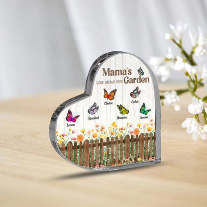 Mom's Garden Heart Acrylic Plaque with Kids Names, Flower Acrylic Plaque, Family Keepsake, Nana s Blessings, Grandma Garden Plaque