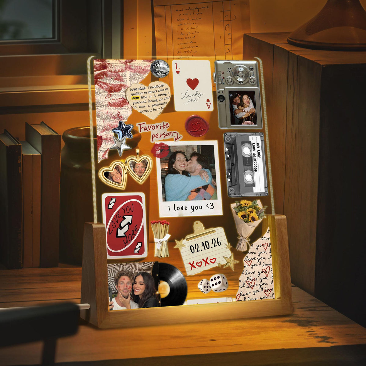 Personalized Couple Matchbook Night Light, Custom Photo Frame Lamp for Her, Couple Gift, Gift for Him, Valentines Day Gift, Anniversary Gift