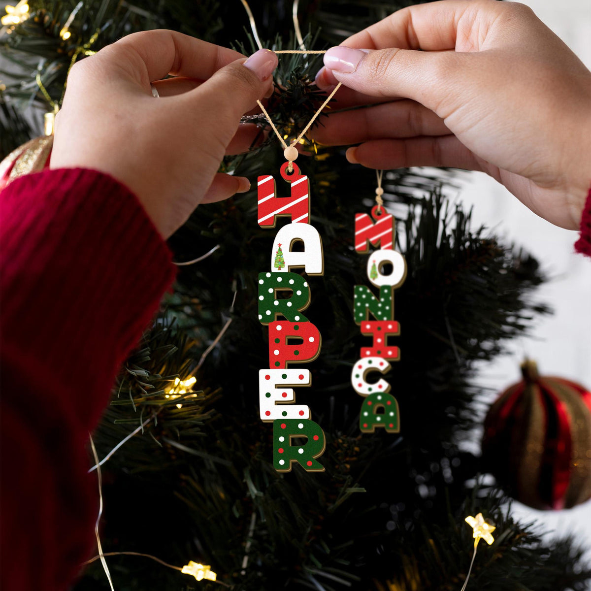 Personalized Christmas Name Letter Ornament 2025, Custom Christmas Ornament, Stocking Ornament, Custom Reindeer Name Ornament, Kids Ornament