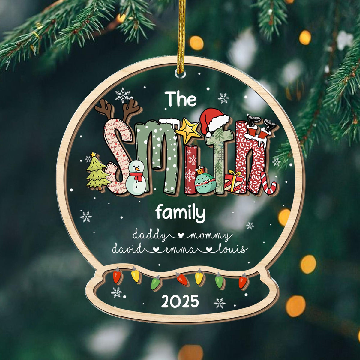 Custom Family Name Christmas Alphabet Ornament, Personalized Name Ornament, Christmas Ornament Gift, Family Keepsake
