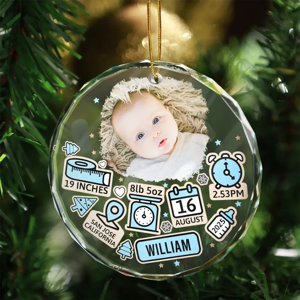Custom Photo Baby First Christmas - Personalized Crystal Ornament - Gift For Baby, First Christmas Gift