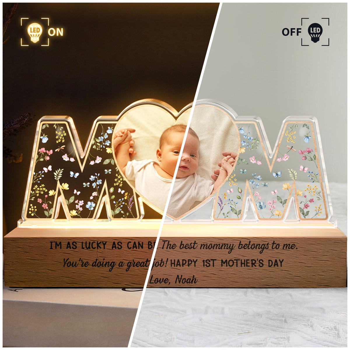 The Best Mommy Belongs To Me You re Doing A Great Job - Personalized Photo LED Night Light - Gift For New Mom