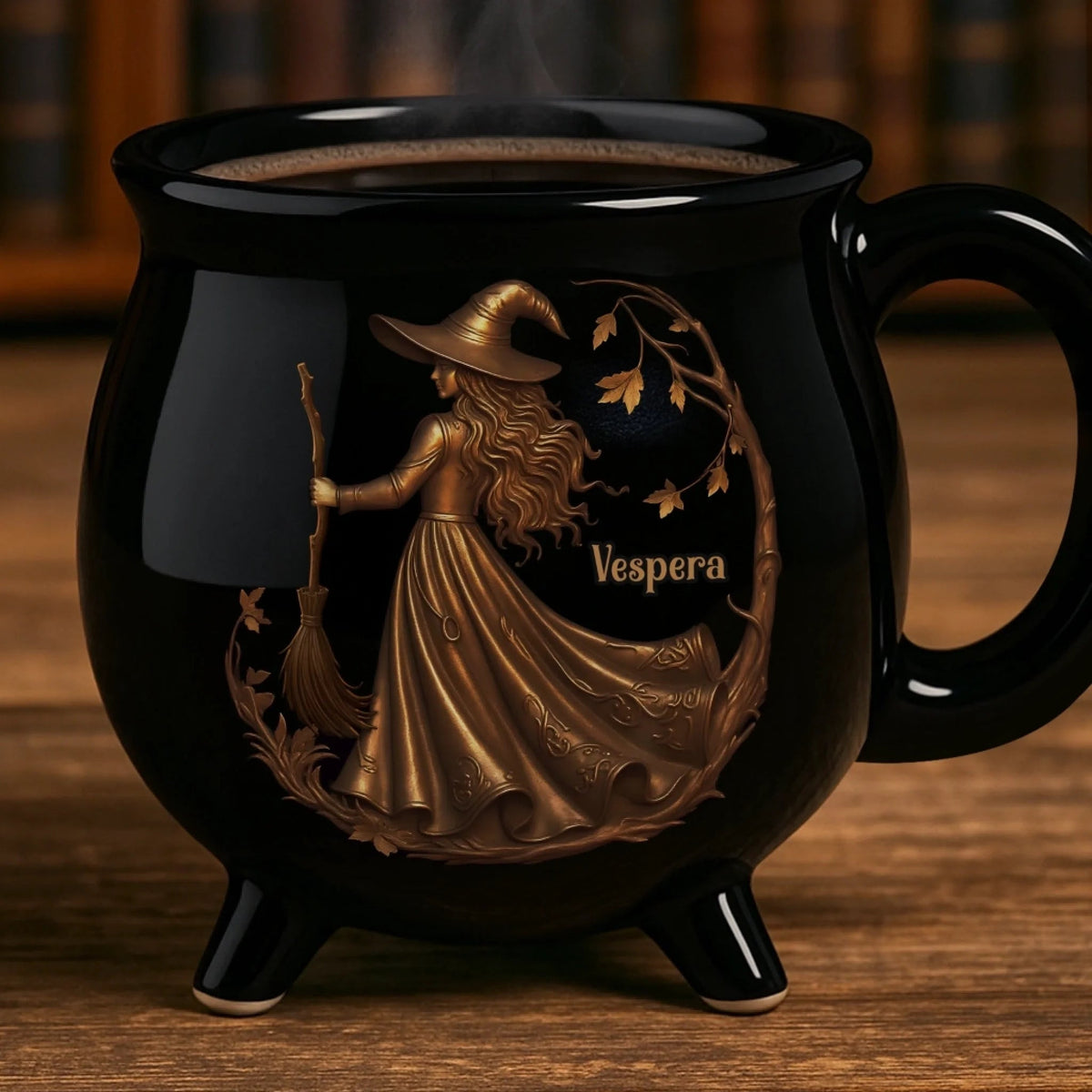 Midnight Witch - Personalized Halloween Black Ceramic Witch Mug - Halloween Gift For Family, Sisters, Friends, Siblings