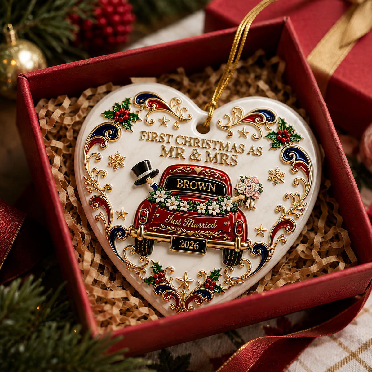 First Christmas We Became Mr & Mrs Ornament - Real 3D Raised Ornament