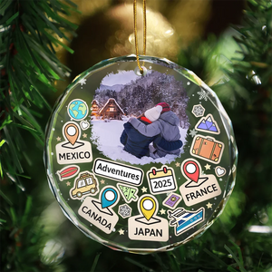 Custom Photo Travel Goal, Destination Of The Year - Personalized Crystal Ornament - Christmas Gift For Traveling Lovers