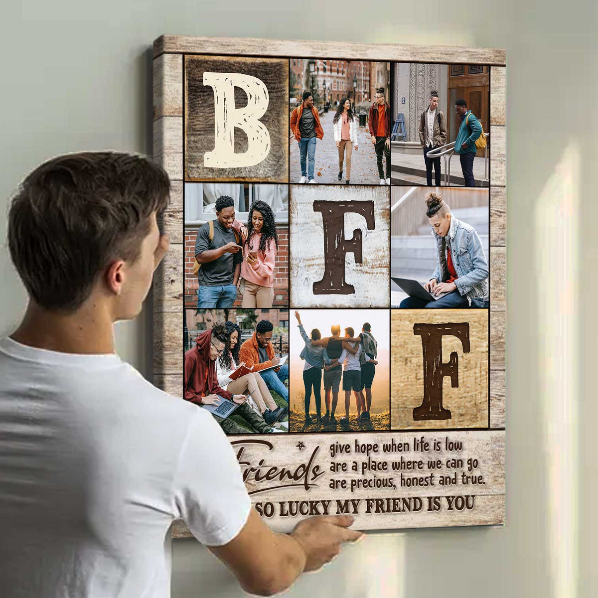Best Friend Photo Collage Canvas, Unique Best Friend Gifts, Personalized Birthday Gifts for Best Friend