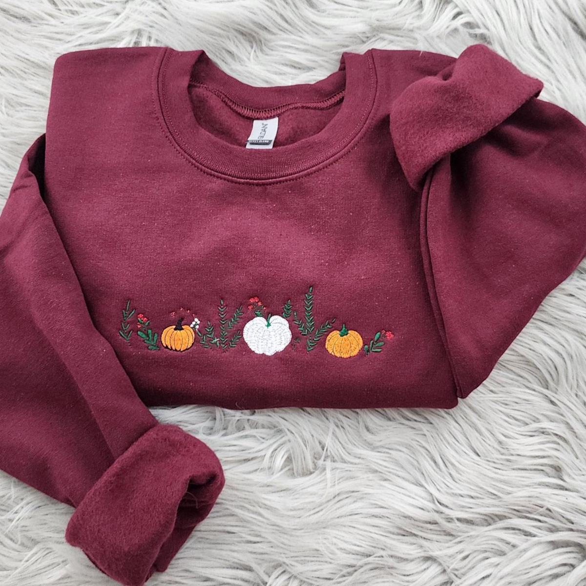Enchanted Fall Pumpkins Embroidered Crewneck - Pumpkin Patch Crewneck - Autumn Style- Pumpkin Forest